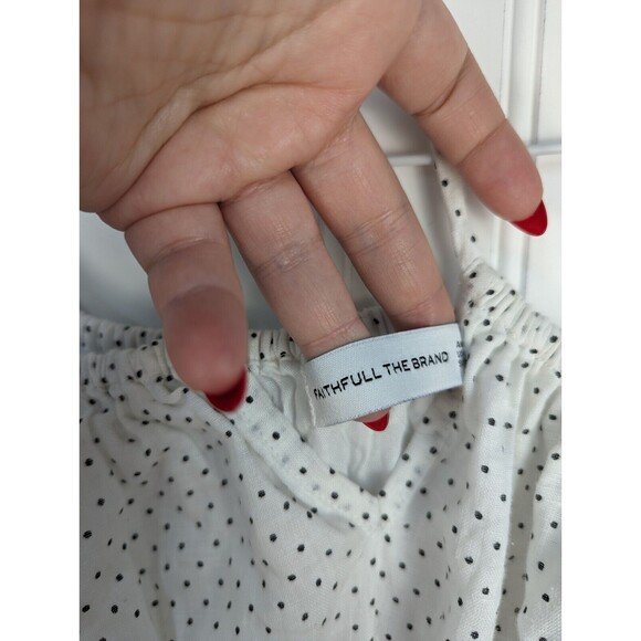 Faithfull the Brand linen White Midi Dress polka dot size 6 - Picture 8 of 14